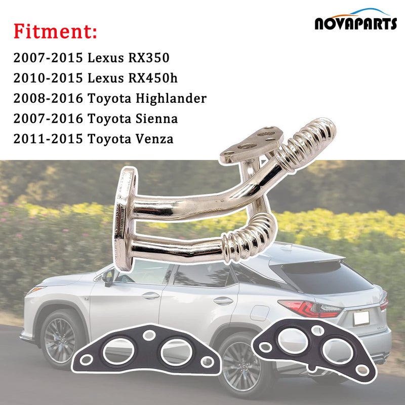 NOVAPARTS 04004-29131 Engine Oil Cooler Line Hose Lower Pipe Assembly w/Gaskets for 2007-2016 Toyota Venza Highlander Sienna Lexus RX350 RX450h 3.5L 625-022 15767-31020 15785-31010 11496-31010 - Image 2